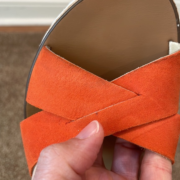 Paul Green sandal Mindy Platform orange suede with gold velcro strap 9… - Picture 9 of 11